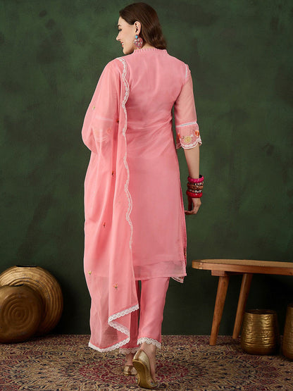 Embroidered Kurta & Trouser With Dupatta