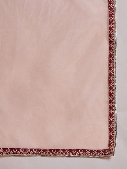 Thread Embroidered Kurta With Trousers & Dupatta
