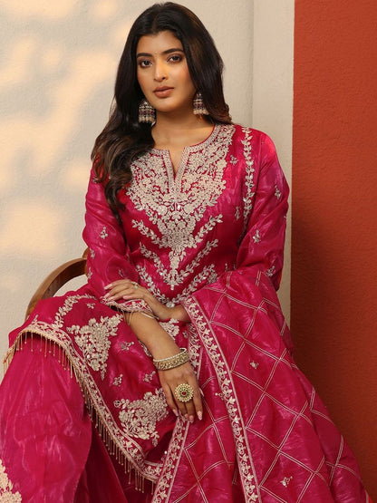 Dhiyona LL Women Ethnic Motifs Embroidered Kurta with Sharara & Dupatta