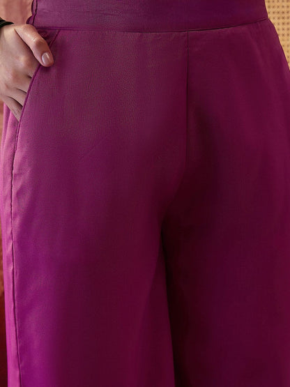 Embroidered V-Neck Kurta & Palazzos Kurta Sets