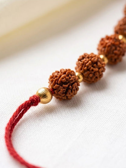 Dhiyona Religious Rudraksh Thread Rakhi With Roli Chawal Chandan Mishri