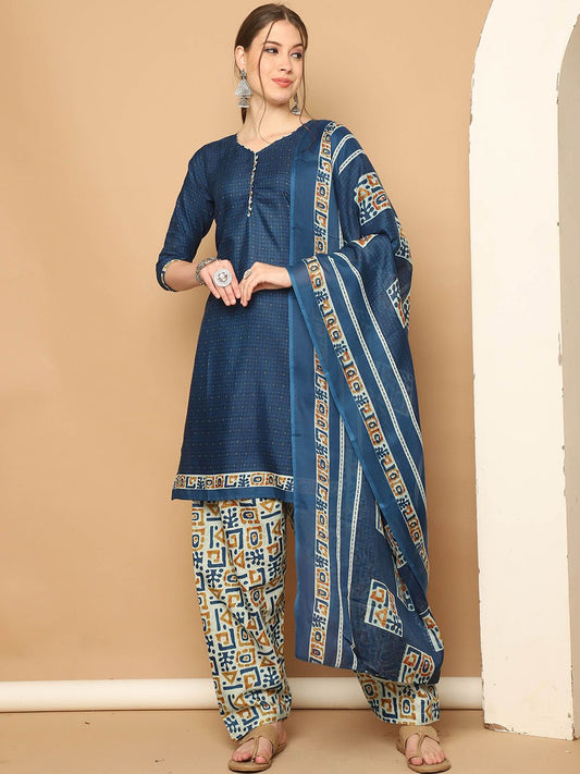 Dhiyona KL Women Printed Regular Kurta with Salwar & With Dupatta