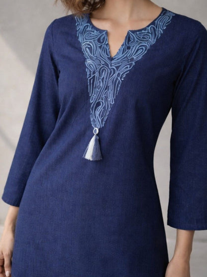 Prisha lapis denim embroidery co-ord set