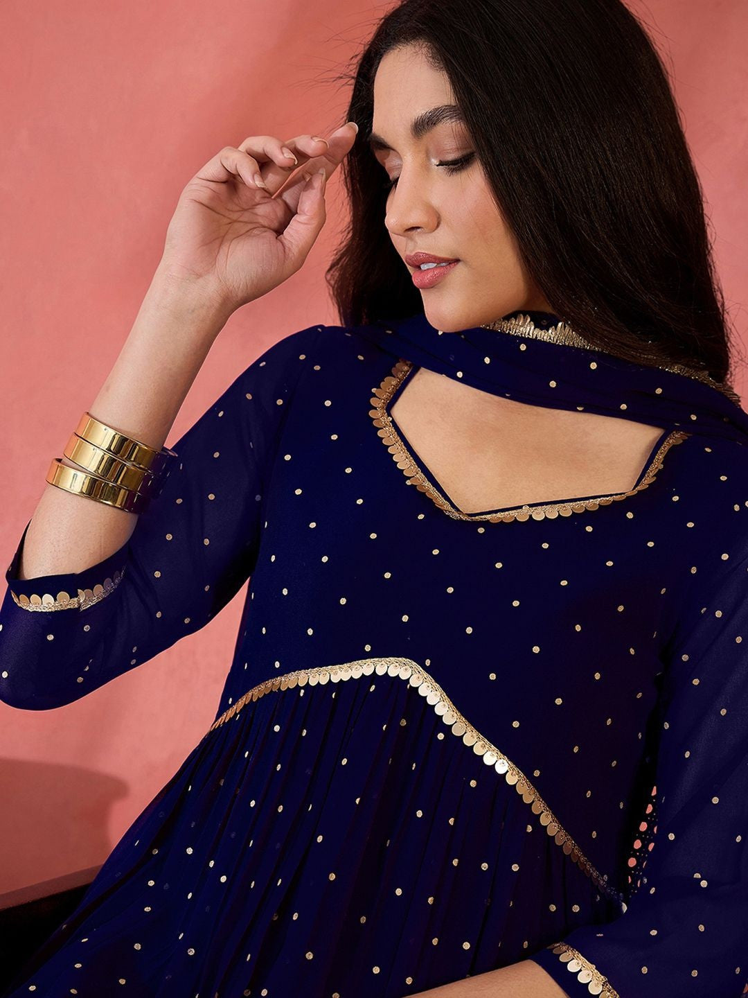 Women Ethnic Motifs Printed Panelled Gotta Patti Kurta Sets
