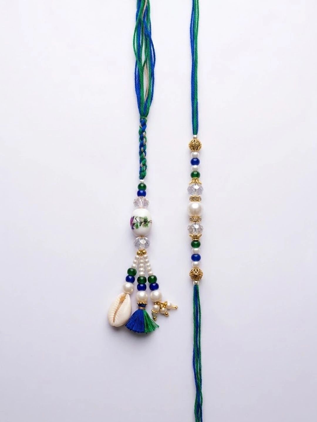 Dhiyona Set Of 2 Traditional Bhaiya Bhabhi Rakhi With Roli Chawal Chandan Mishri