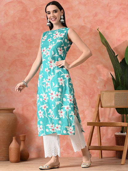 Floral Printed A-Line Kurta With Trouser