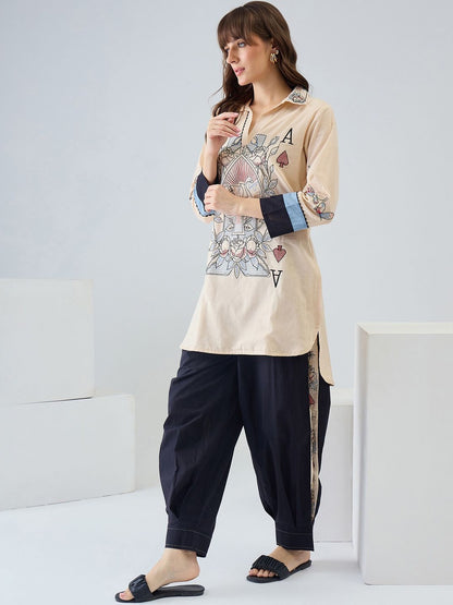 Women Printed Regular Pure Cotton Kurta with Harem Pants