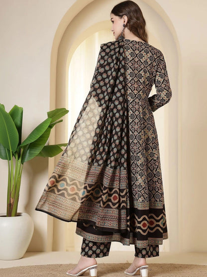 Women Ethnic Motifs Printed Regular Pure Cotton Kurta with Trousers & With Dupatta