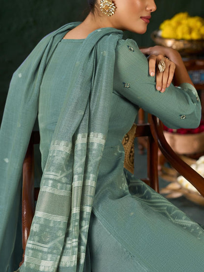 Dhiyona KL Women Embroidered Regular Thread Work Kurta with Palazzos & Dupatta