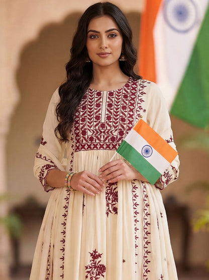 Women Ethnic Motifs Embroidered Empire Thread Work Kurta with Trousers & With Dupatta