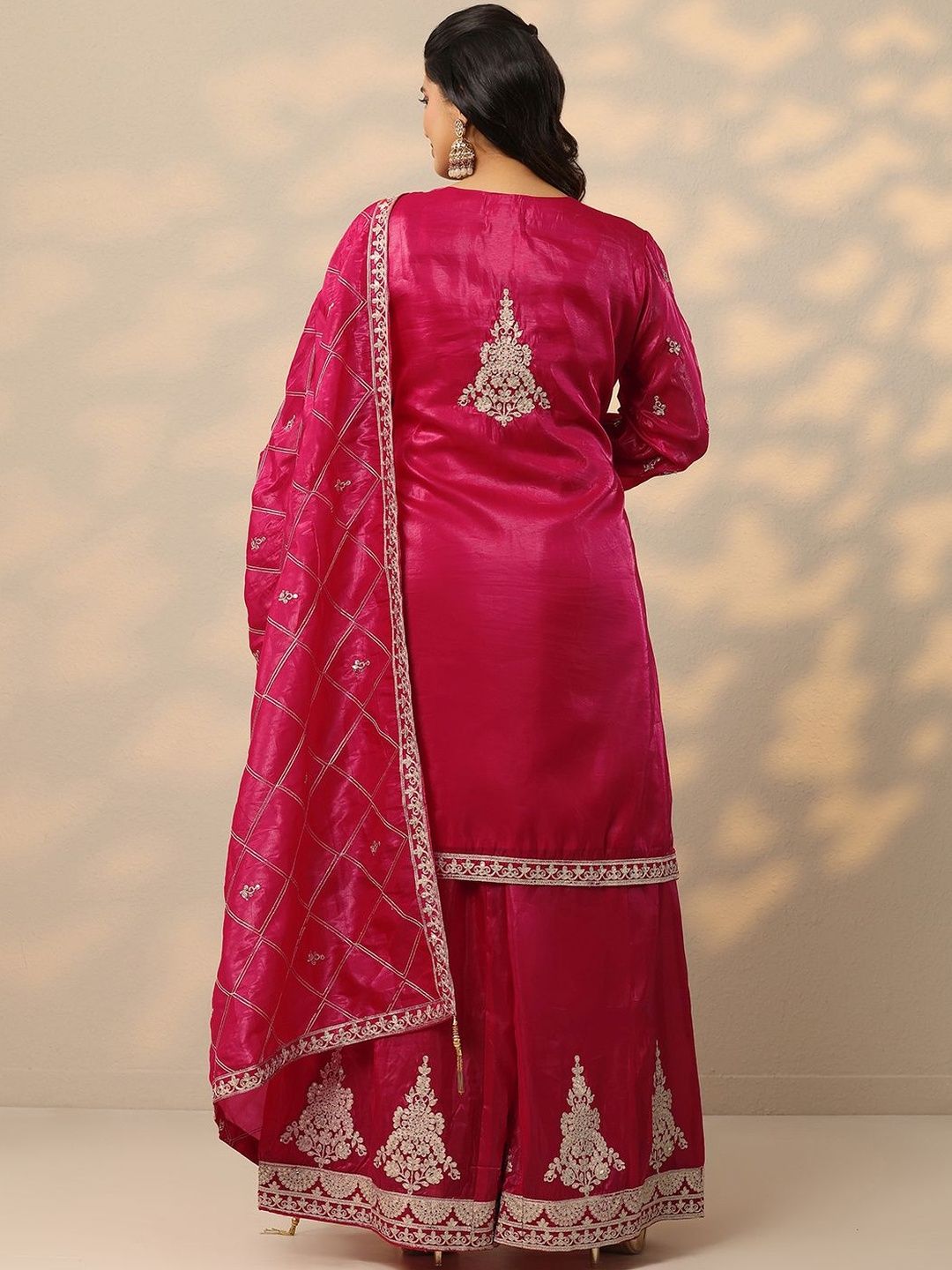 Dhiyona LL Women Ethnic Motifs Embroidered Kurta with Sharara & Dupatta