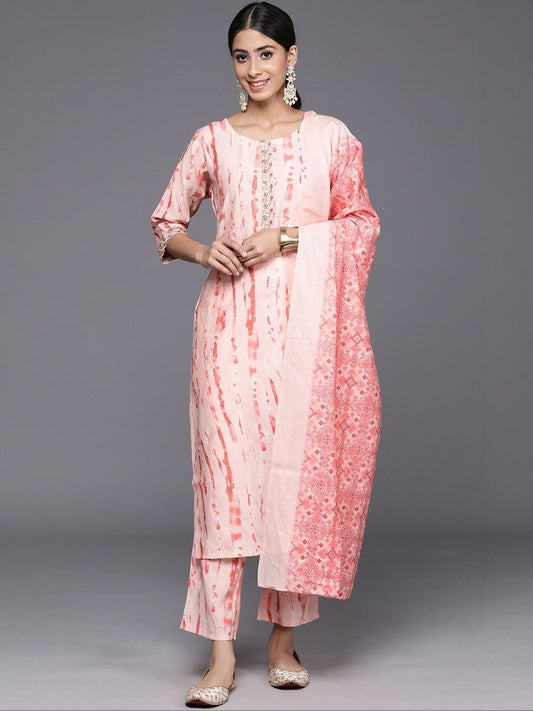 Women Printed Regular Thread Work Kurta with Trousers & With Dupatta