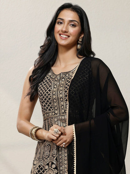 Dhiyona LL Women Ethnic Motifs Embroidered Panelled Sequinned Kurta with Palazzos & With Dupatta