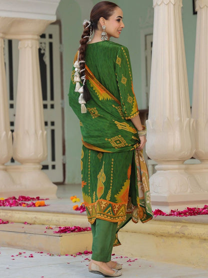 Dhiyona RR Women's Ethnic Motifs Printed Beads and Stones Kurta Set With Dupatta