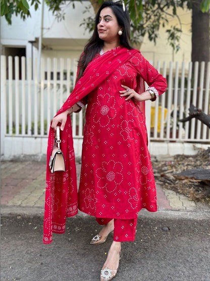 Dhiyona KL Women Ethnic Motifs Printed Regular Kurta with Trousers & With Dupatta