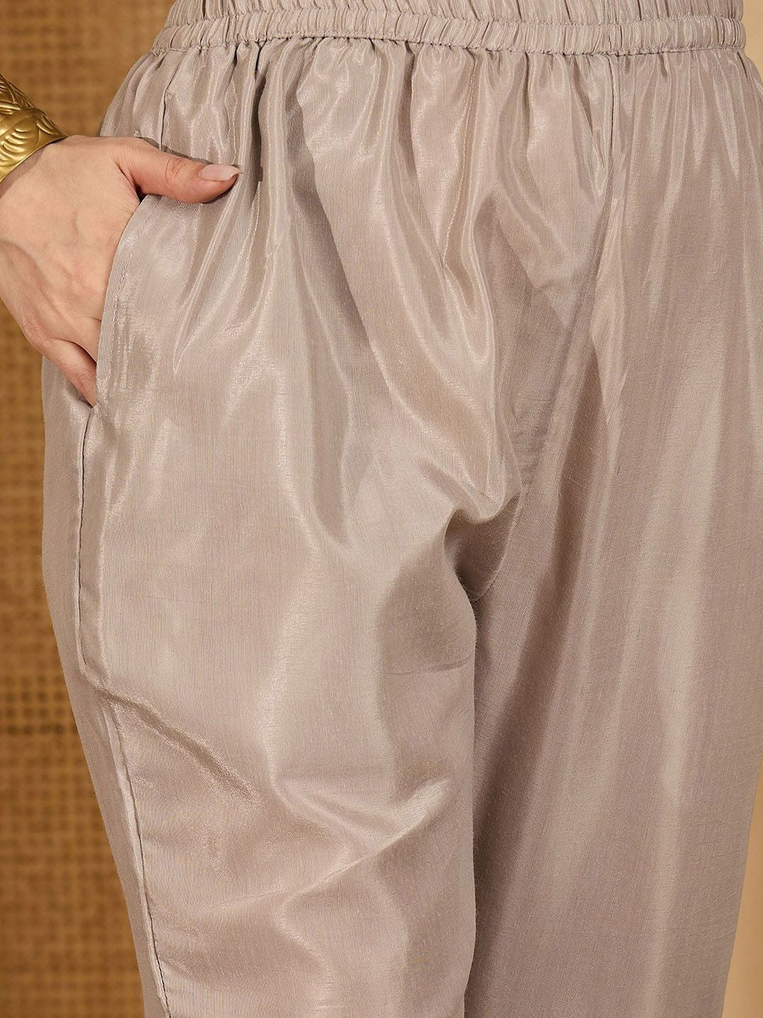 Embroidered Kurta With Trousers & Embroidered Dupatta
