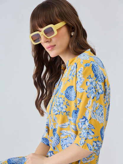 Women Floral Printed Regular Kurta with Trousers
