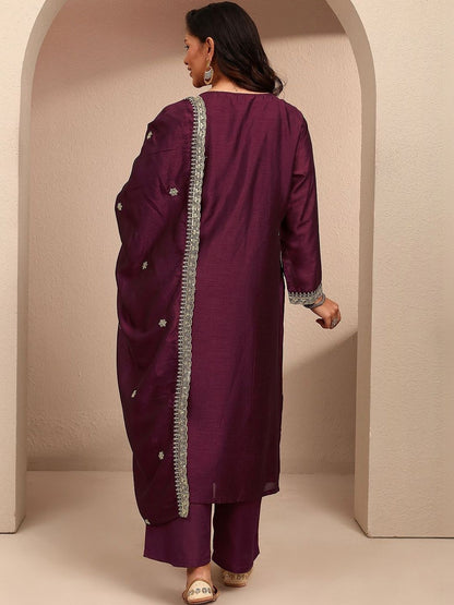 Dhiyona Women's Ethnic Motifs Thread Work Kurta with Trousers & With Dupatta