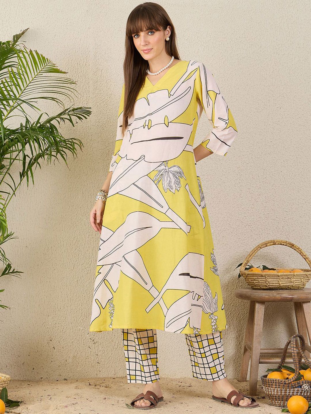 Dhiyona IE Printed Pure Cotton Tunic With Trousers