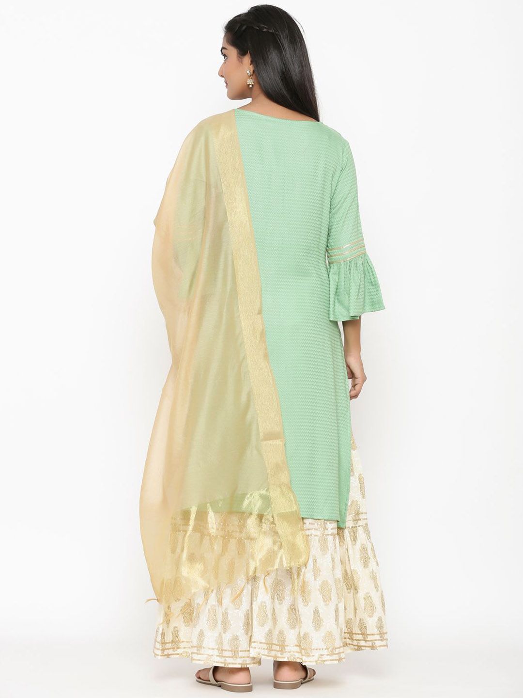Dhiyona AN Women Regular Thread Work Kurta with Sharara & With Dupatta