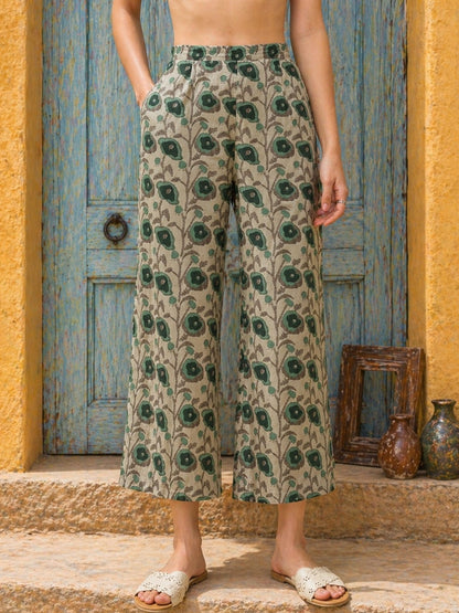 Printed Pure Cotton V-Neck Kurta & Trousers With Dupatta