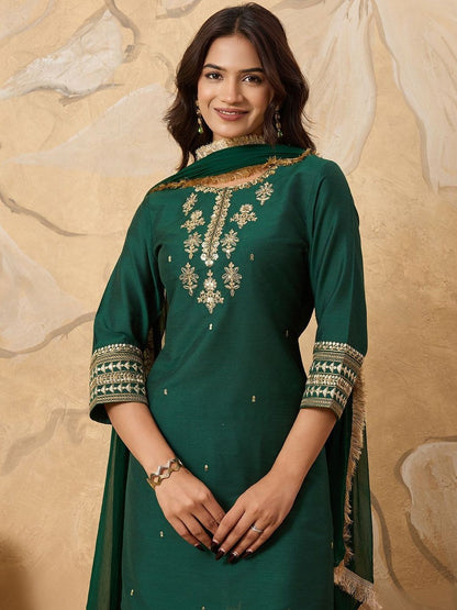 Dhiyona HOP Women Floral Yoke Design Kurta with Sharara & Dupatta