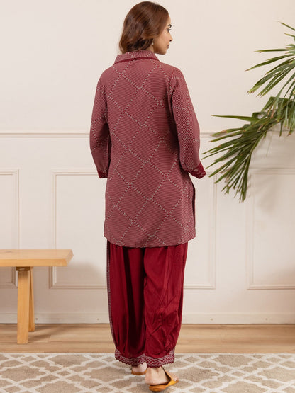 Geometric Printed Straight Kurta with Patiala