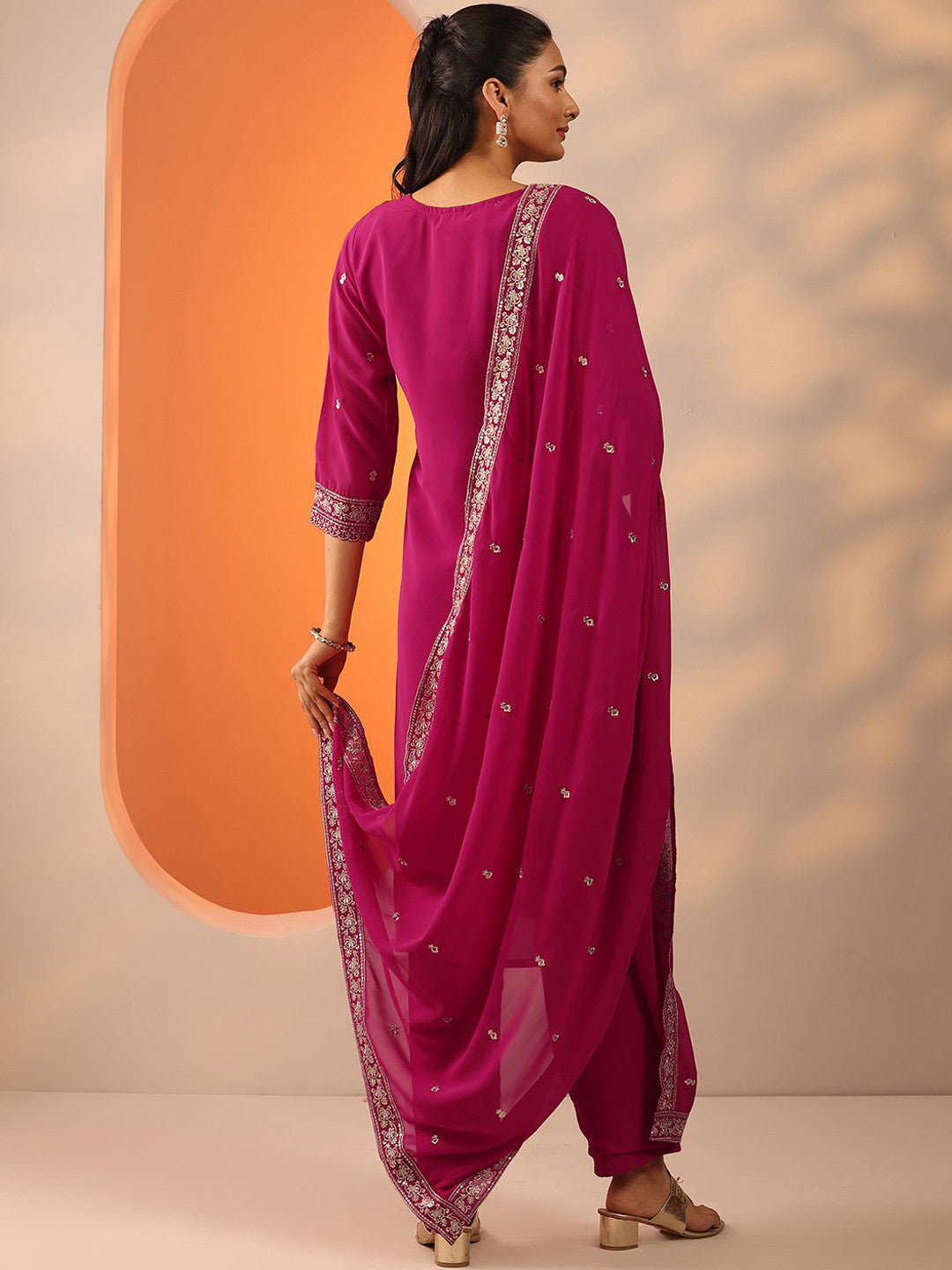 Women Ethnic Motifs Embroidered Kurta with Trouser & Dupatta