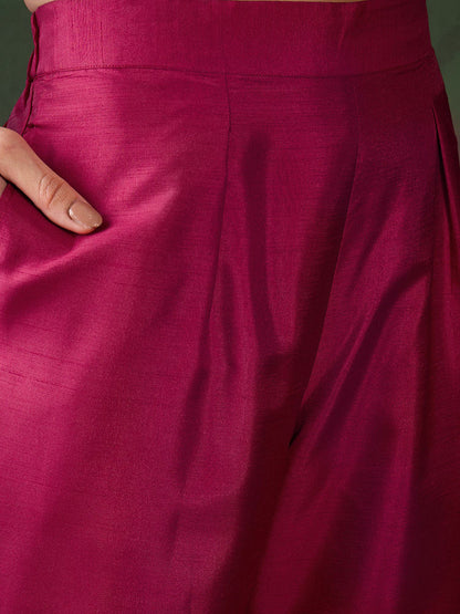 Ethnic Motifs Yoke Design Sequinned Straight Kurta With Trouser
