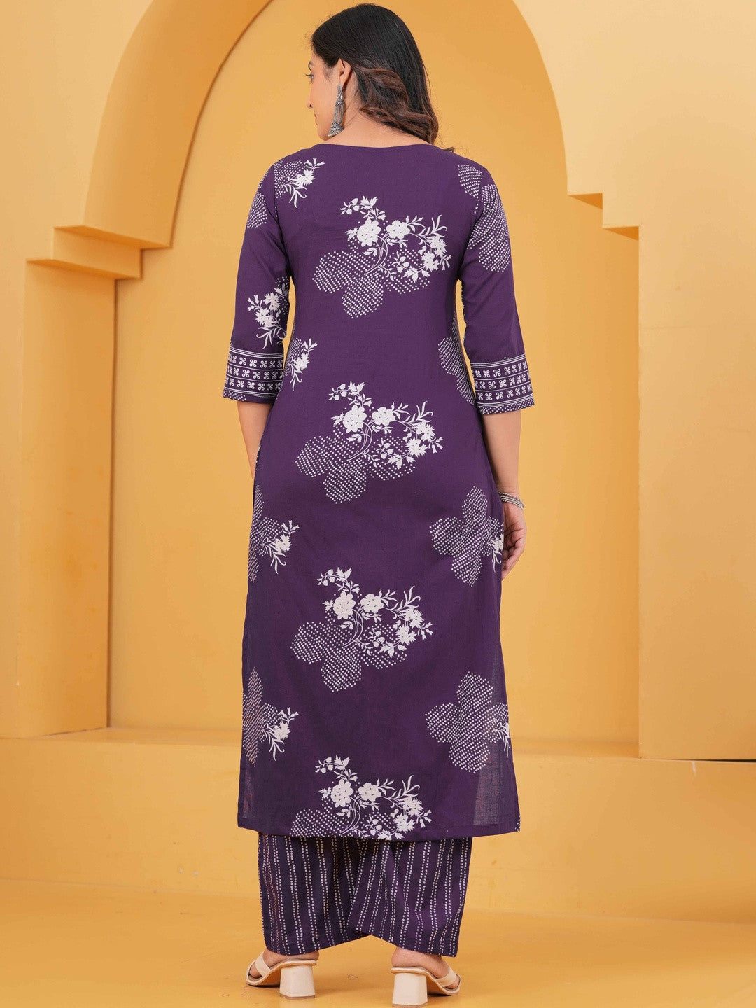 Printed Pure Cotton Round Neck Kurta & Trousers With Dupatta