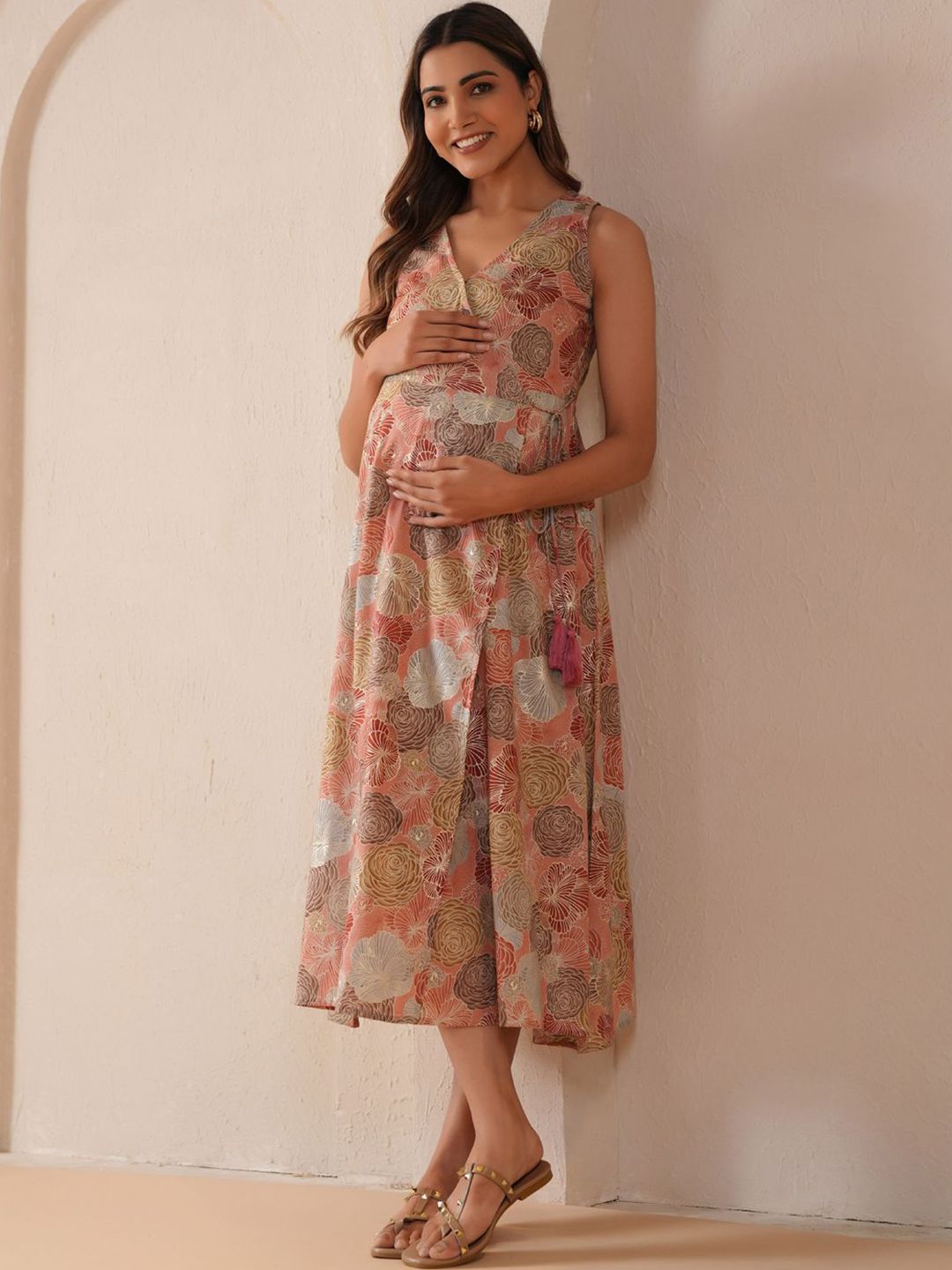 Dhiyona AY Women's Printed Fit 7 Flared Maternity Ethnic Dresses
