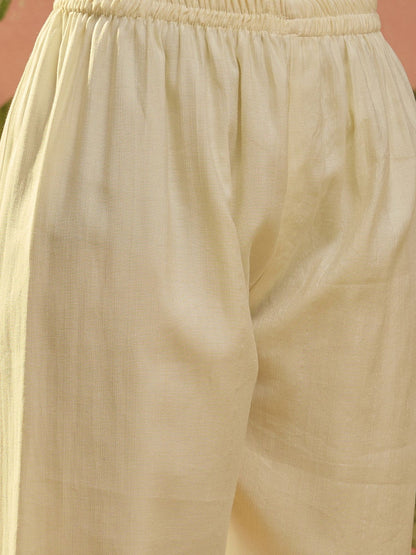 Embroidered Round Neck Kurta Trousers & Dupatta