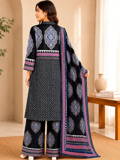 Women Ethnic Motifs Printed Regular Pure Cotton Kurta with Palazzos & With Dupatta