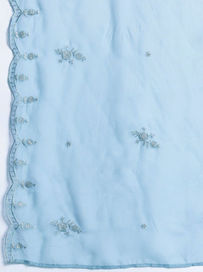 Dhiyona Women's Embroidered Sequinned Kurta With Trousers & Dupatta