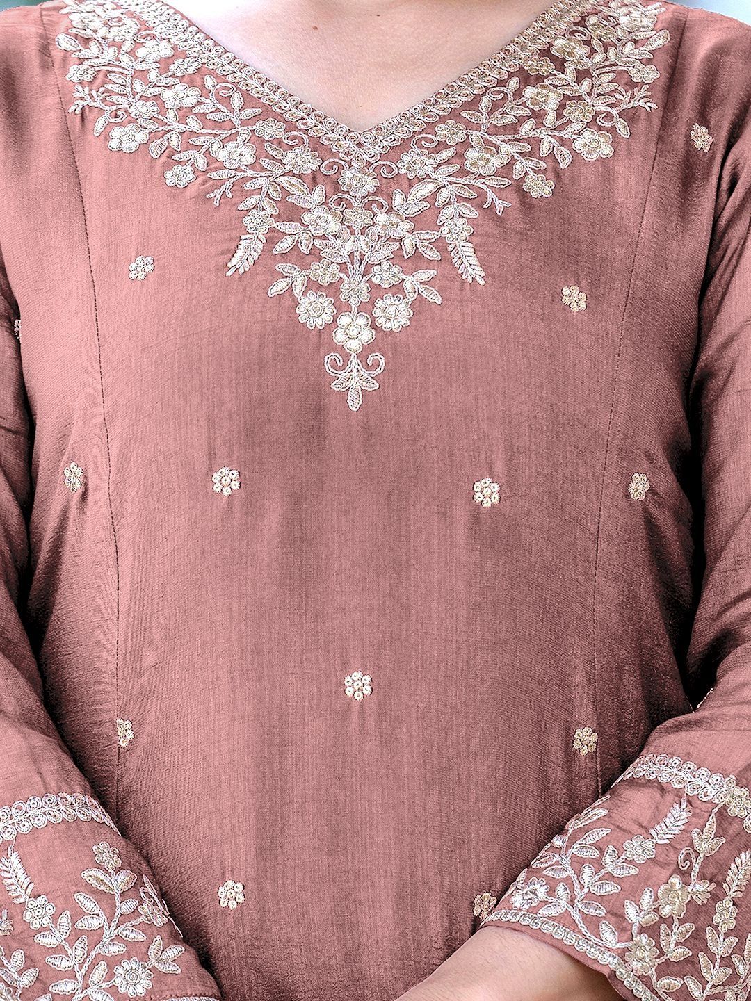 Dhiyona KL Women Ethnic Motifs Embroidered Regular Thread Work Kurta with Palazzos & With Dupatta