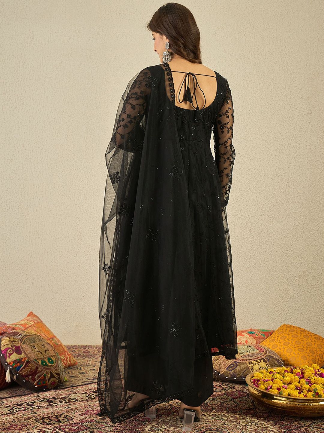 Dhiyona IN Women Ethnic Motifs Embroidered Anarkali Kurta with Palazzos & Dupatta