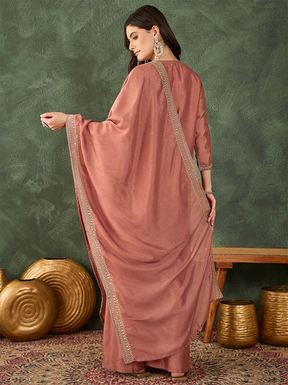 Dhiyona KL Women Ethnic Motifs Embroidered Regular Thread Work Kurta with Palazzos & With Dupatta