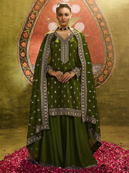 Dhiyona LL Women Ethnic Motifs Printed Kurta with Sharara & Dupatta