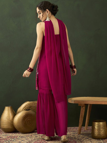 Dhiyona SN Sequenced With Embroidered Kurta & Sharara With Dupatta