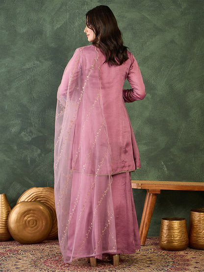 Dhiyona KL Women Ethnic Motifs Embroidered Regular Thread Work Kurta with Sharara & With Dupatta