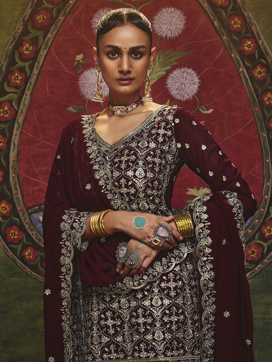 Dhiyona LL Women Ethnic Motifs Embroidered Kurta with Palazzos & Dupatta