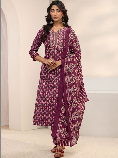 Women Floral Printed Regular Kurta with Trousers & With Dupatta