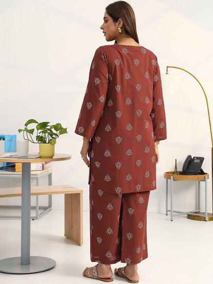 Women Ethnic Motifs Printed Regular Cotton Blend Kurta with Palazzos