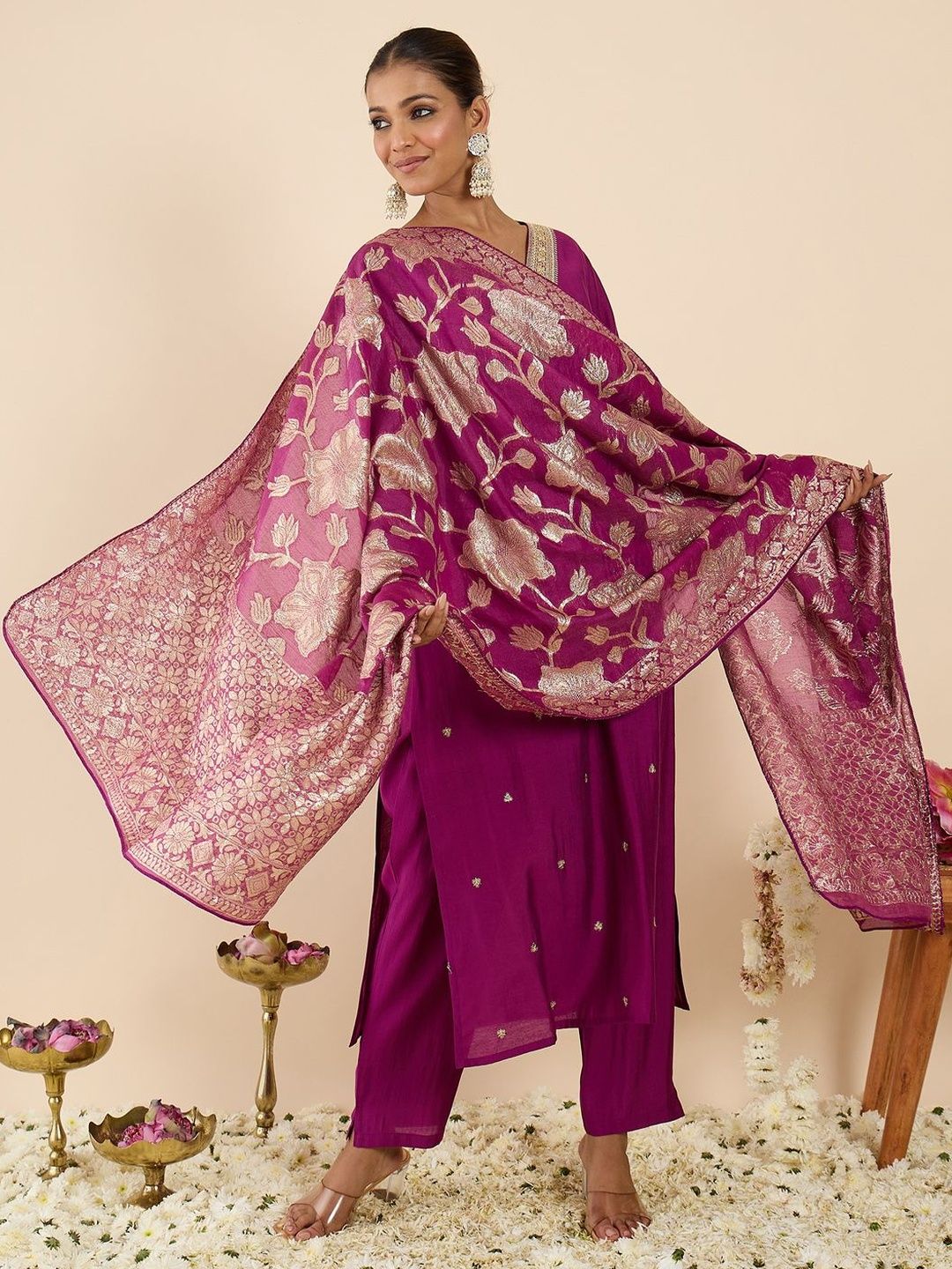 Yoke Design Thread Work Kurta With Palazzos