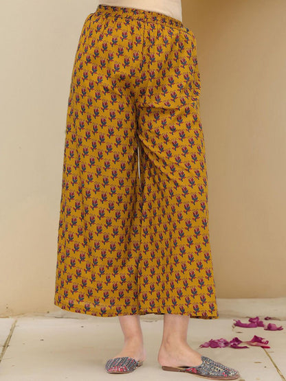 Dhiyona IS Women's Floral Printed Pure Cotton A-line Kurta With Trousers & Dupatta