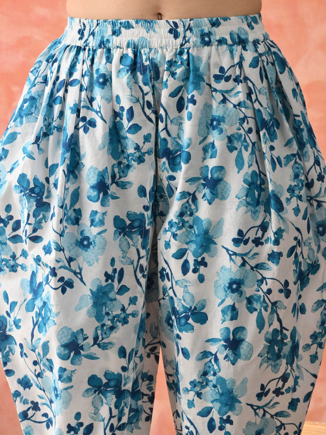 Women Floral Printed Cotton Kurta with Dhoti Pant