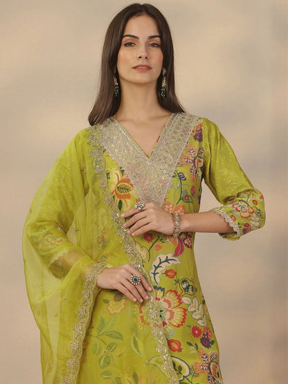 Dhiyona LL Women Floral Printed Kurta with Palazzo & Dupatta