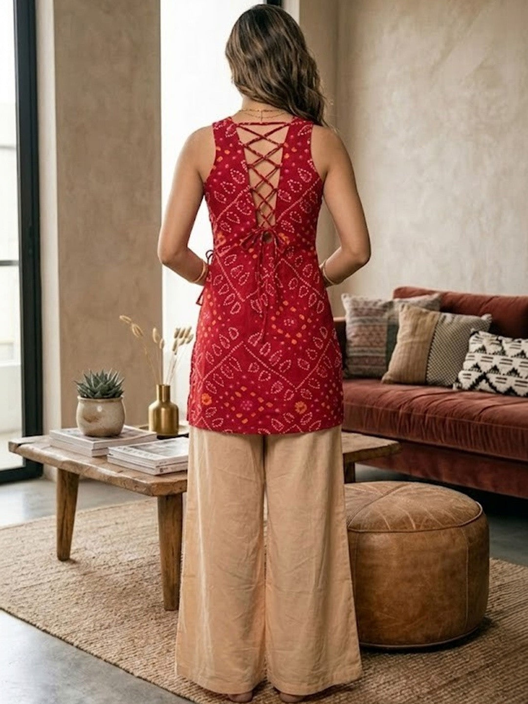 Printed Pure Cotton V-Neck Kurta & Palazzos