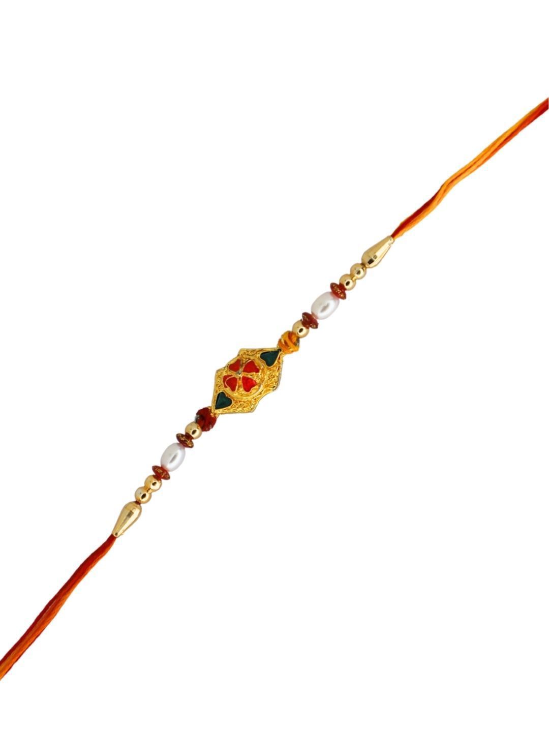 Dhiyona Thread Rakhi Greeting Card & Roli Chawal