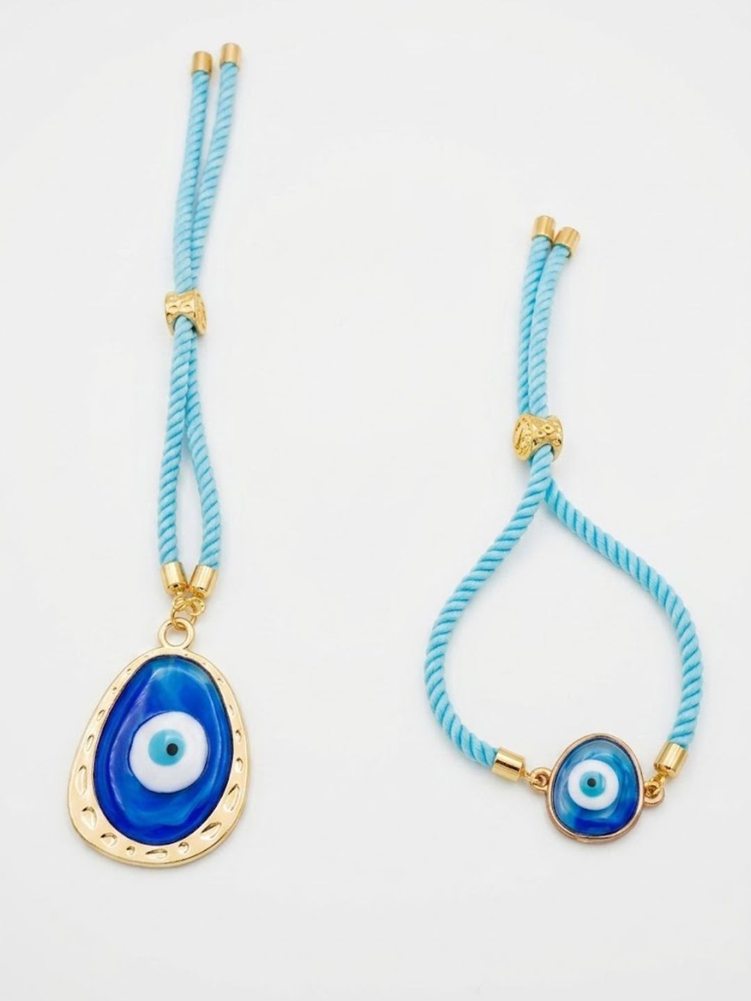 Dhiyona Set Of 2 Blue Evil Eye Bhaiya Bhabhi Wraparound Rakhi